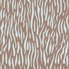Hand drawn seamless pattern of turquoise blue abstract lines brushstrokes on beige brown background. Modern compemporary minimalist design, dune neutral calm tones, ethnic elegant style.