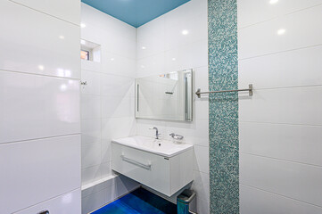 interior apartment room bathroom, sink, decorative elements, toilet. WC, sanitary unit, wash room