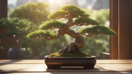 Fotobehang bonsai tree in a vase © Antonio