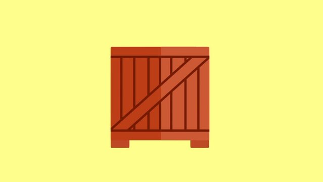 wooden box shipping flat design animation 
