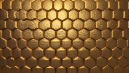 3D hexagons geometric pattern gold slab and plates background
