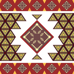 Embroidered cross-stitch ethnic fabric Geometric ornament ethnic pattern design. Use for fabric, textile, interior decoration elements, upholstery, and wrapping.