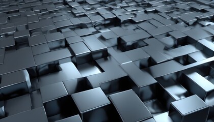 Obraz premium 3D cubes and squares geometric pattern chrome slab and plates floor