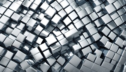 3D solid chrome cubes background