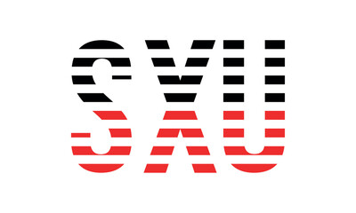 SXU three initial letter iconic line negative space minimal logo design vector template. monogram, abstract, wordmark, business, typography, minimalist, brand, company, flat, modern, unique, simple