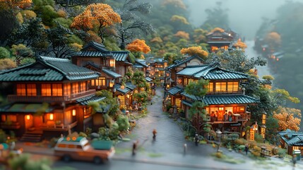 Obraz premium The lively streets and people of Japan Generative Al 