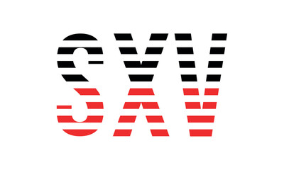 SXV three initial letter iconic line negative space minimal logo design vector template. monogram, abstract, wordmark, business, typography, minimalist, brand, company, flat, modern, unique, simple