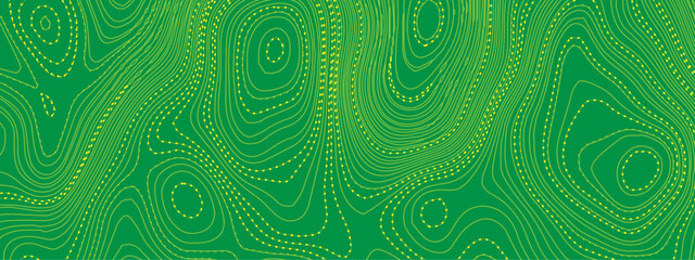 Abstract colorful green doted wavy  line topographic map and curved lines background. Abstract geographic wave grid line map. Abstract topography relief. vector illustration.