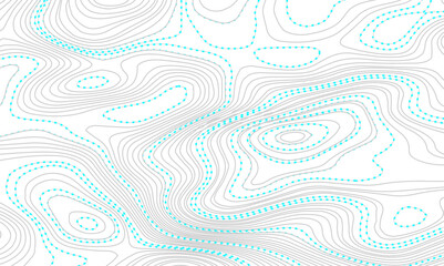 Wave topographic contour map, topographic wavy map doted line background. Abstract geographic wave grid line map. Geographic mountain relief background.