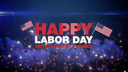 Animated intro for Labor Day in United States of America. Celebrating America. Dynamic text animation with national USA attributes. National holiday motion design. Labor Day motion graphics