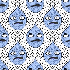 Cartoon retro water rain drops seamless weather pattern for wrapping paper and autumn accessories and summer print