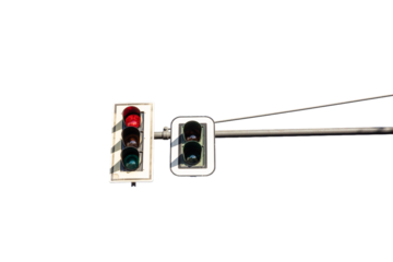 Red traffic light isolated on white transparent, stop sign PNG	