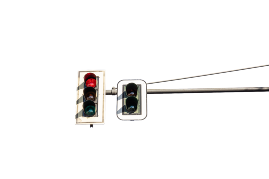 Red traffic light isolated on white transparent, stop sign PNG	