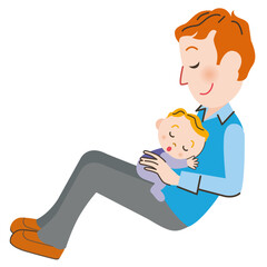 赤ちゃんを抱く父親