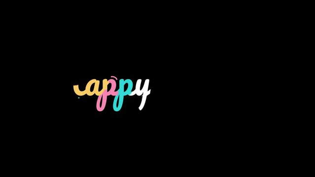 text happy easter animation with colorful color black screen