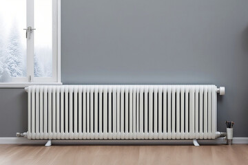 Heating radiator unit inside house. home decor, interior design, and heating solutions.