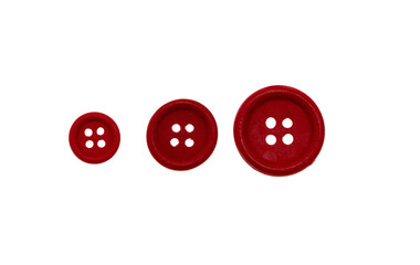 Red buttons isolated on white transparent, three sizes, PNG
