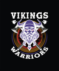 Viking Warrior Skull T Shirt Design