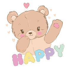 Hand Drawn Cute little Bear vector  illustration design