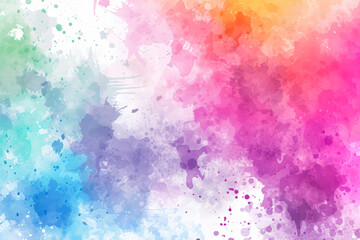 Colorful watercolor splash background in pink, purple, and blue hues.