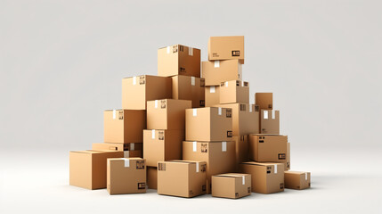 The Cartons Are Stacked Against a White Background.