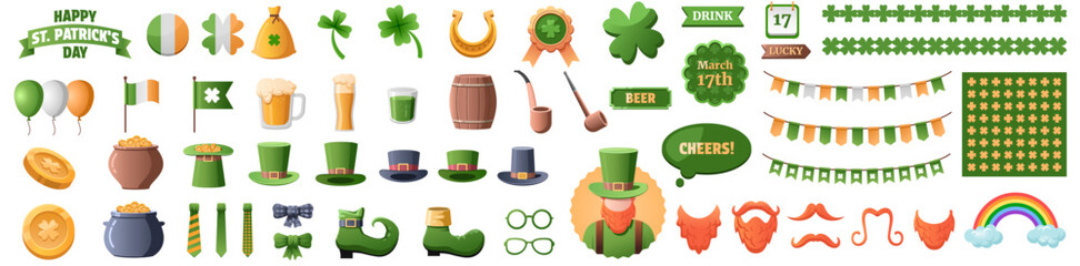 St. Patrick's Day vector design elements set - obrazy, fototapety, plakaty