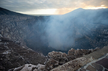 Masaya volcano crater rocky hole