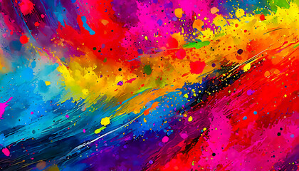 Colourful paint splash, modern art, colors, green, red, yellow, blue, rainbow, acrylic paint, modern art, background, copy space, backdrop, fill, texture