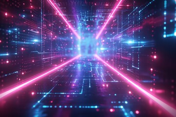 Fototapeta premium abstract technology background with pink blue neon