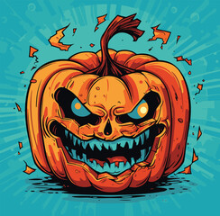 Spooky Halloween Jack O Lantern illustration for mascot merchandise t-shirts, stickers and Label designs, posters, greeting cards advertising business companies or brands