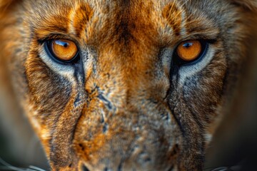 Portrait of a lion's muzzle in close-up. The Lion's head