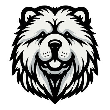 Chow Chow Dog Logo, Head Icon, Simple Design, Black And White Vector Design