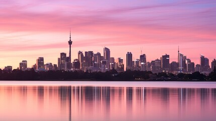 Fototapeta premium A View of a City From Across a Lake