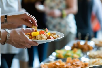 person serving snacks during a seminar break time