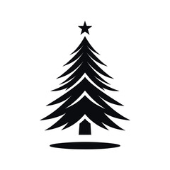 Christmas tree icon, black silhouette. Vector illustration