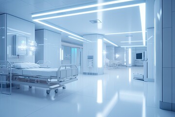 Blurred interior of abstract hospital