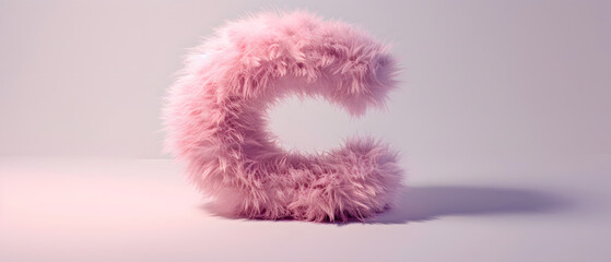 Fototapeta premium letter C made from a faux pink fur ball