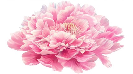 Pink Peony Flower on White Background