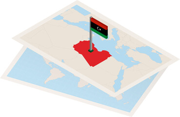 Libya map and flag
