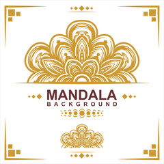 Gold frame on a white background, mandala luxury frame design.