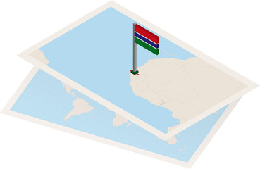 Gambia map and flag