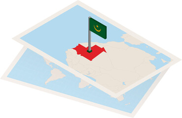 Mauritania map and flag