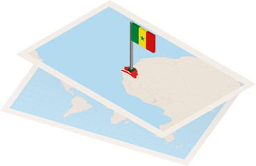 Senegal map and flag