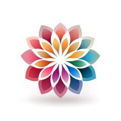 Fototapeta premium Flat geometric vector graphic logo of geometric flower, radial repeating, simple minimal
