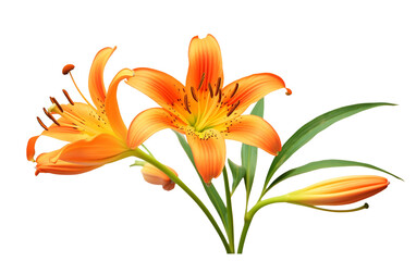 Vivid Orange Tiger Lily Blossom Isolated on Transparent Background PNG.