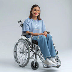 a handicap woman on wheel chair
