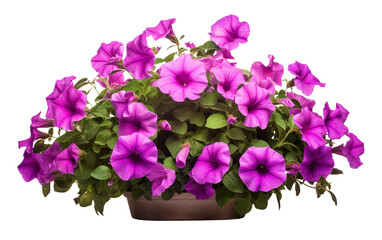 Radiant Purple Petunias in Summer Isolated on Transparent Background PNG.