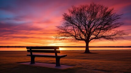 Fototapeta na wymiar park bench silhouette