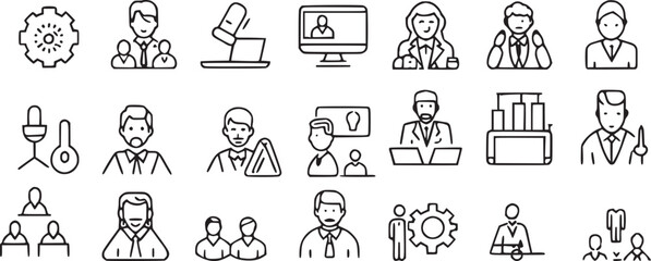 man in working in his office icon set vector collections.