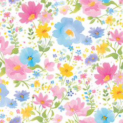 Seamless pattern background with flower in watercolor style.